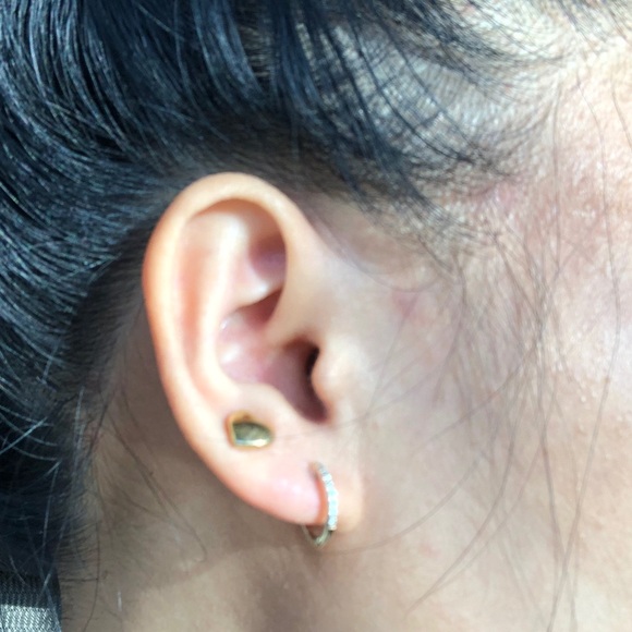 Diamond Huggie Earrings 14k 🤍SALE🤍 - Picture 9 of 9